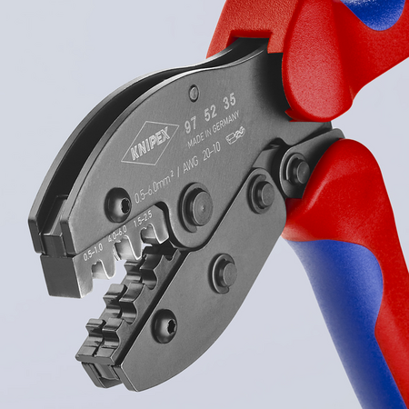 KNIPEX PreciForce Crimping Pliers for non-insulated open plug type connectors (plug width 4.8 + 6.3 mm)
