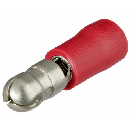 Insulated round plug, red, 4 mm