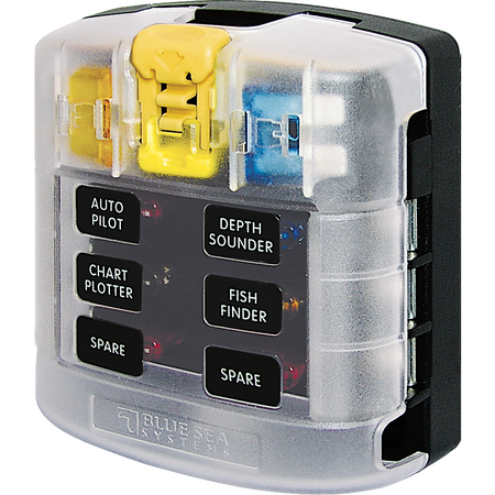 Blue Sea C6 6-way plus-distributor with fuse holders